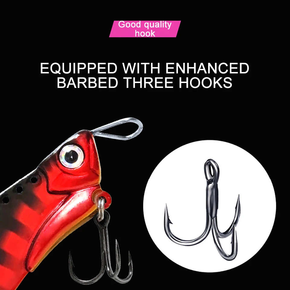 KoKossi 1PCS VIB Lure Sinking 45MM/9.5G Vibration Fishbait Metal Wobblers  Hard Bait Swimbait Carp Perch Bass Fishing Tackle