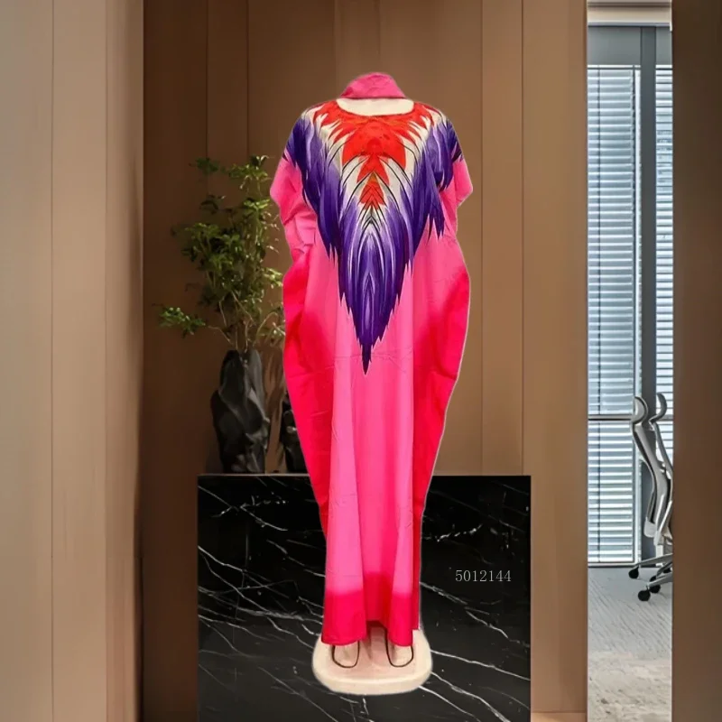 Elegantes, florales Baumwoll-Abaya für Damen, bescheidenes muslimisches Modekleid mit Schal, Dubai, islamische Kleidung, Gebetsrobe, individuell gestaltet, 2025
