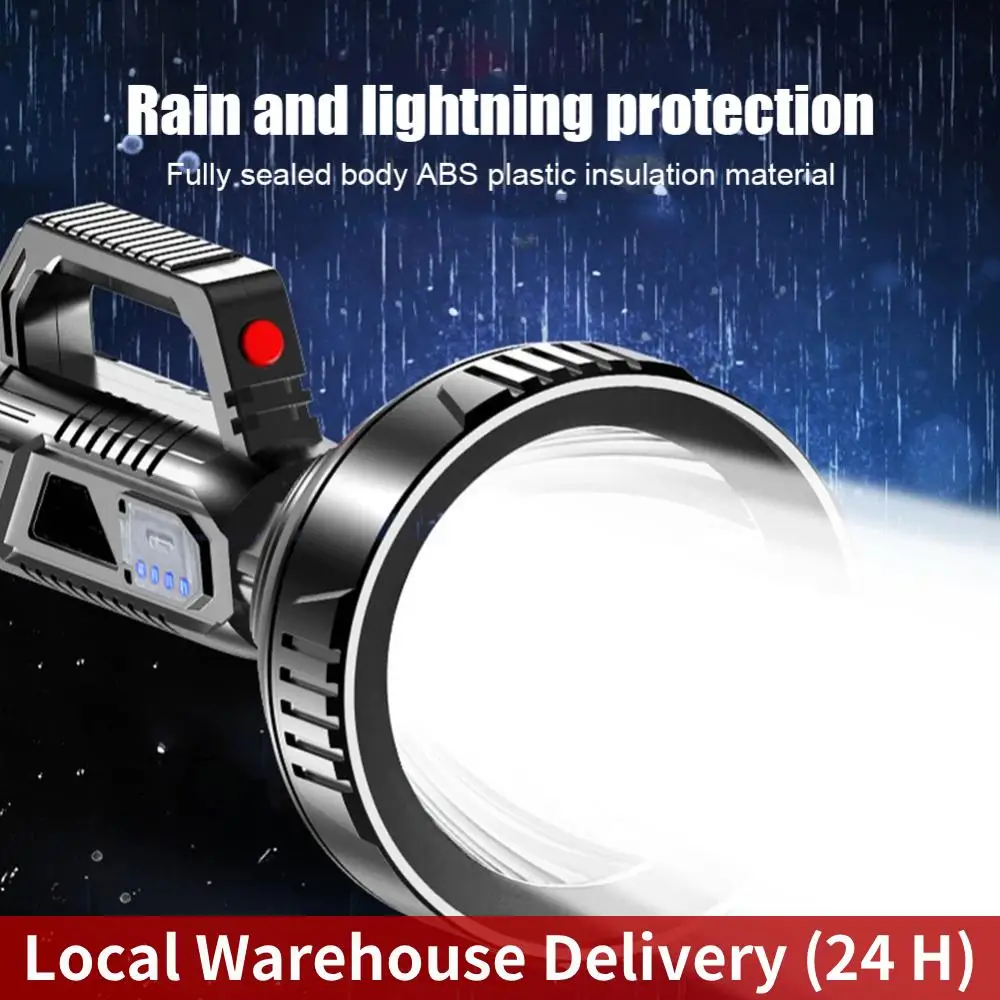 Latarka z 3 trybami świecenia, przenośna, ręczna, reflektor, ładowana przez USB, wodoszczelna, idealna na wędrówki, wędkowanie, do sytuacji awaryjnych, lampa LED kempingowa.