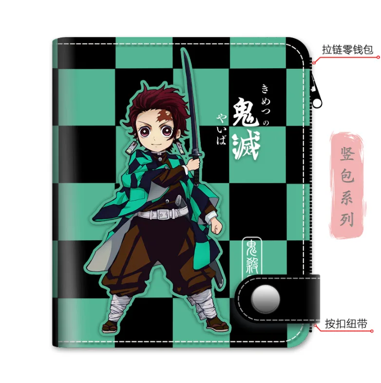 Anime Cartoon Kimetsu No Yaiba Wallet Demon Slayer Action Figures Kamado Nezuko Short Foldable Leather Coin Purse Birthday Gifts