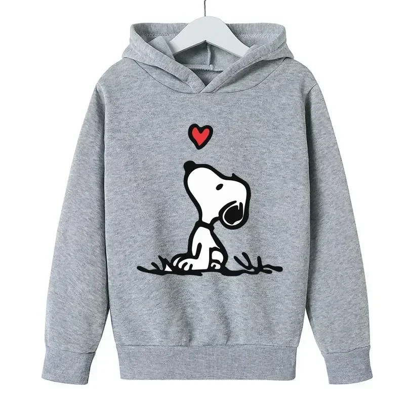 White Snoopy Cartoon Anime Children Pullover Tops 2024 New Fashion Boy Girl Kids Hoodie Spring Autumn Baby Sweatshirt Clothes