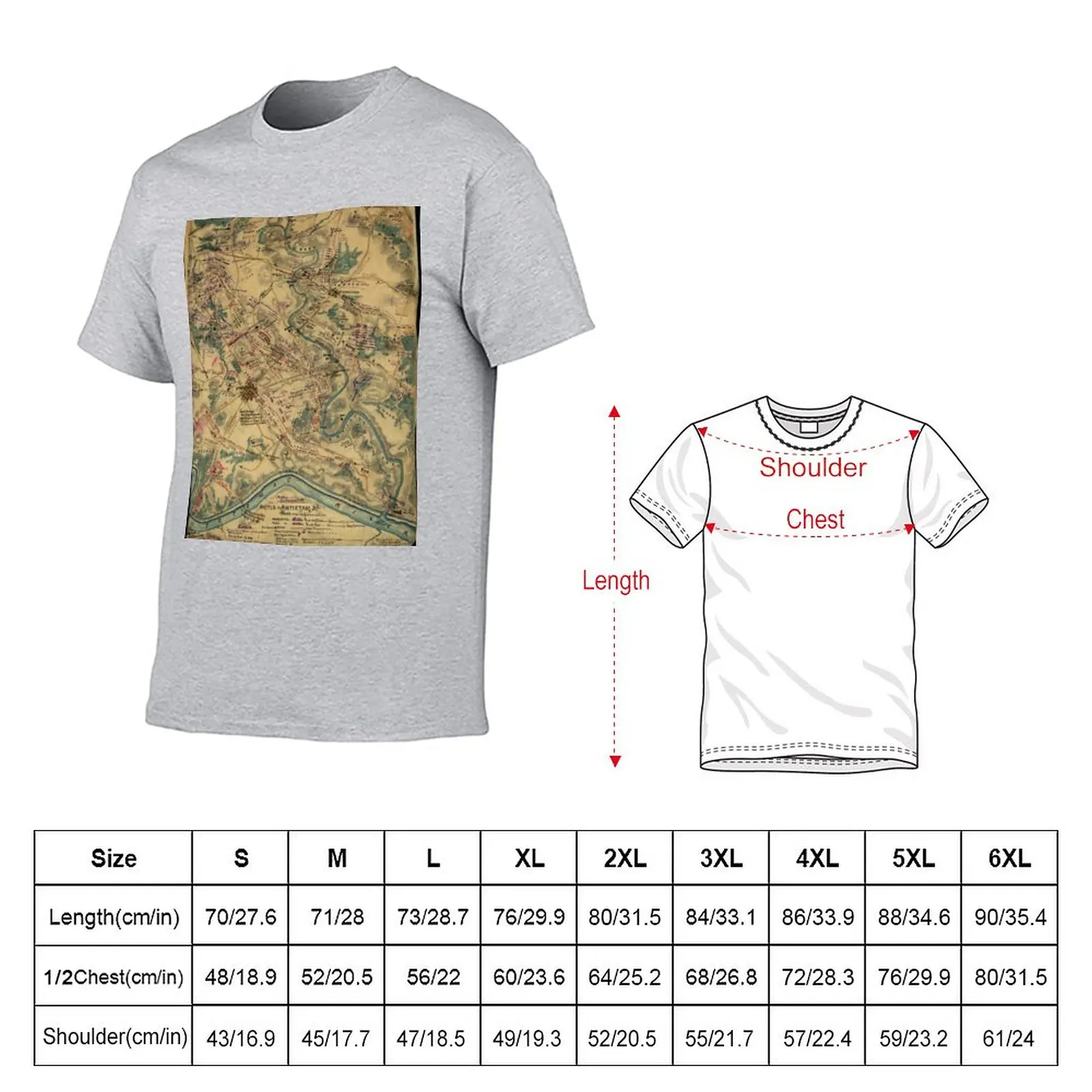 Vintage Antietam Battlefield Map (1862) T-Shirt summer top aesthetic clothes shirts graphic tees Men's t-shirts