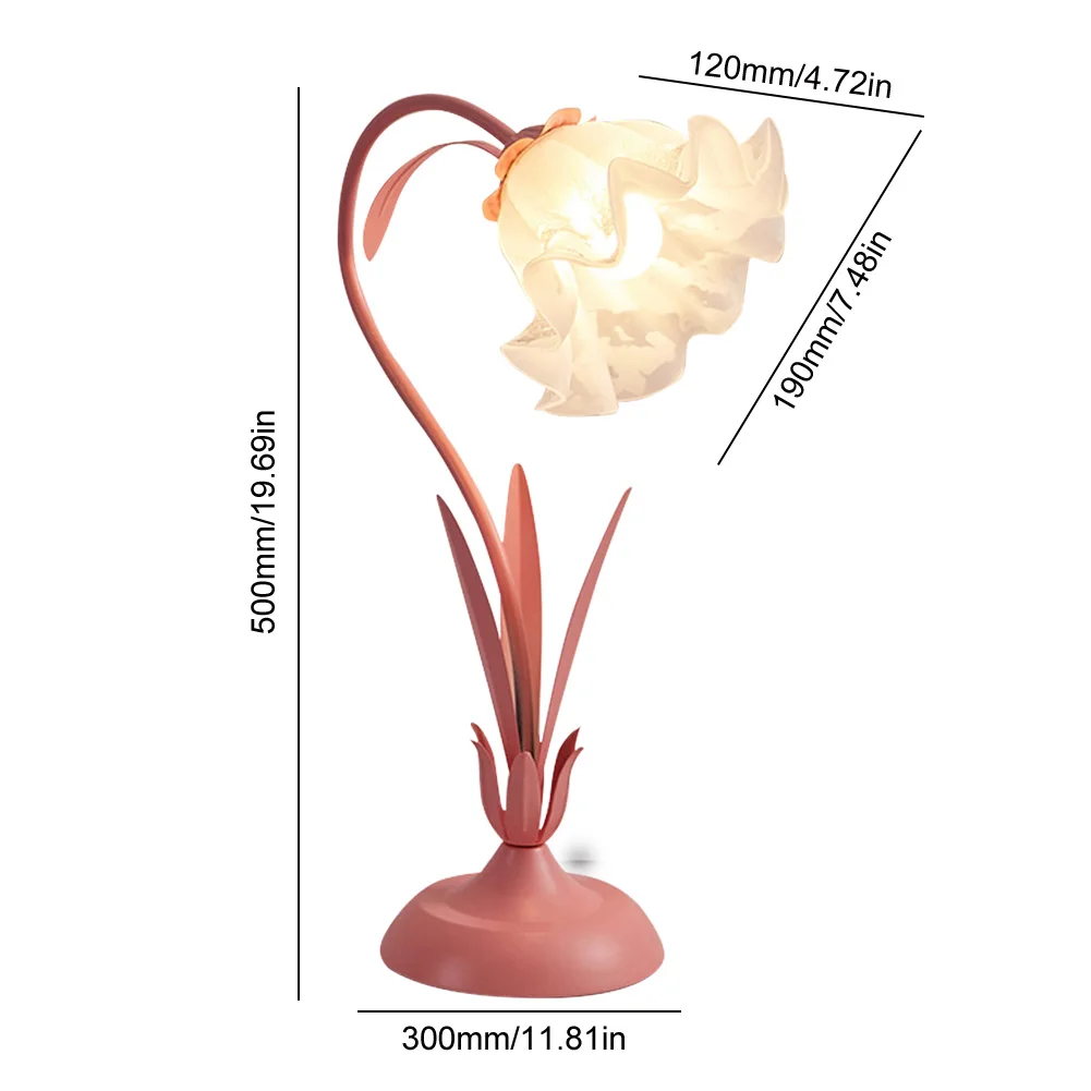 Retro Flower LED Desk Lamp Student Bedroom Room Reading Decor Lamp Eye Protection Atmosphere Sense Bedside Lamp Table Light E26