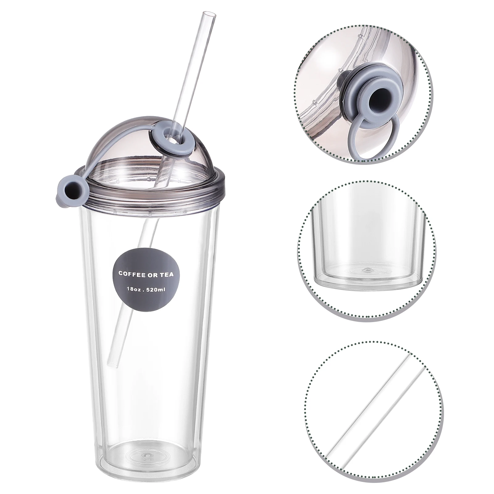 

Plastic Straw Cup Double Layer Fruit Pattern Water Bottle Safe High Temperature Baking Hygienic Dust Free Glassware