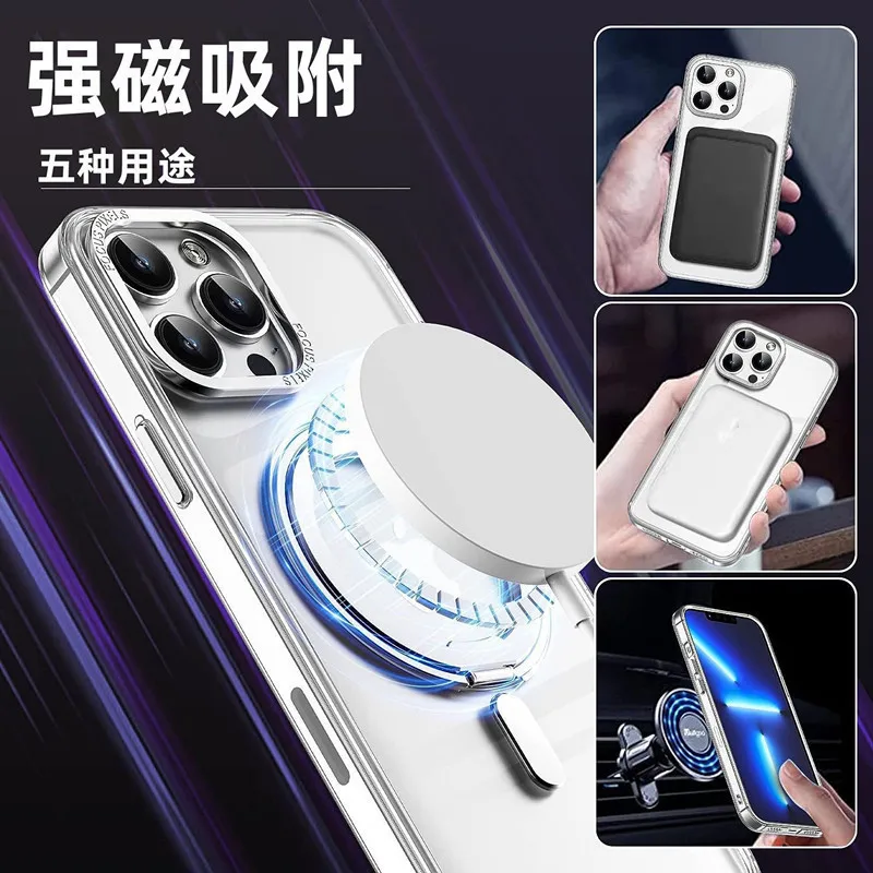 New ApplicableiPhone16Phone Pivot Rotary Magnetic Adhesive Bracket Apple15Transparent Drop-Resistant Protective Cover11