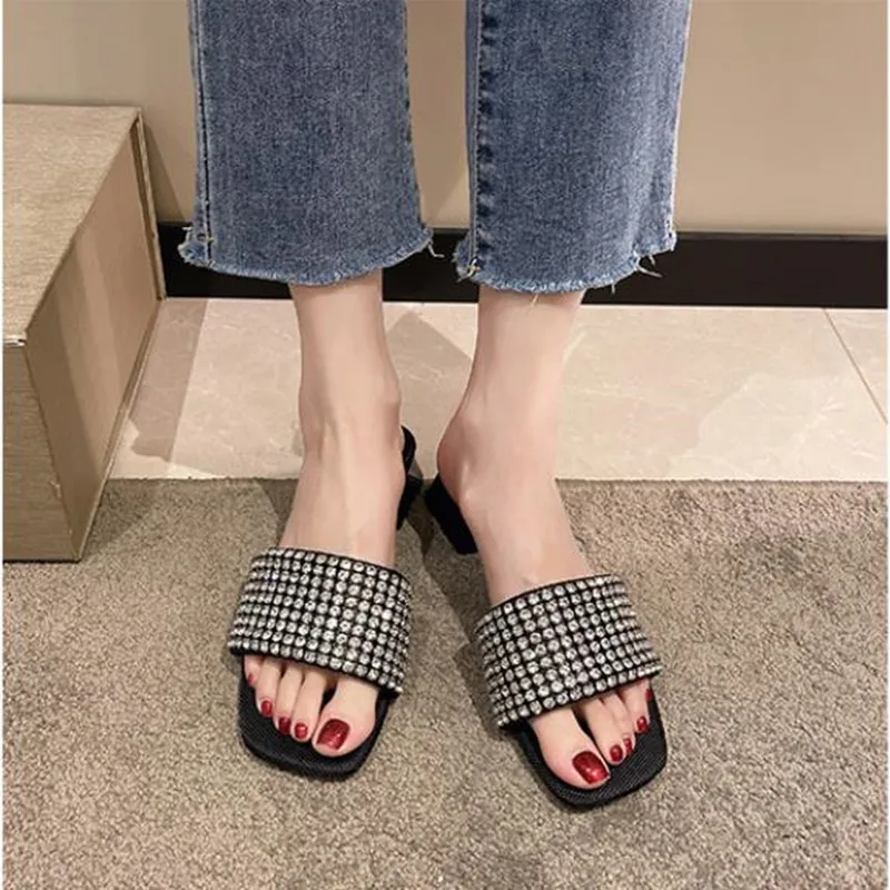 mujer sapato Rhinestone slippers Women 2022 summer New fashion brand design Fairy style best low heel Womenshoes mujer