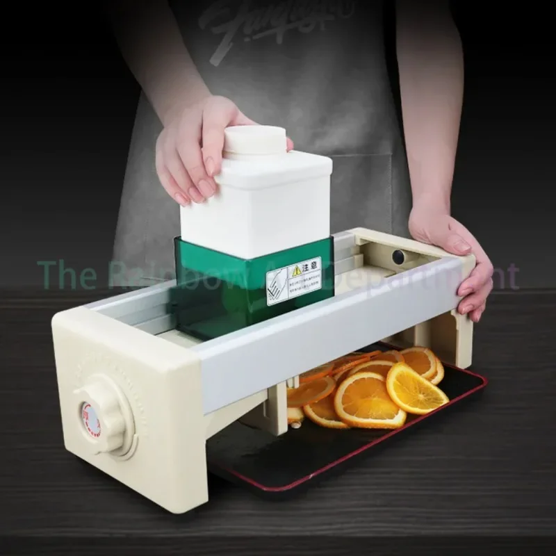 V-Shaped Blade Fruit Slicer, Lemon Cutter Machine, Kitchen Vegetable, Potato Slicing, Thickness Can Be Adjusted 0 to 15mm Grades