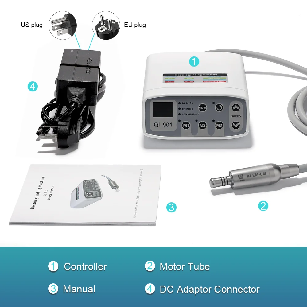 AI-EM-CM Electric Micromotor LED Kit with Z95L Increasing Handpiece 1:4.2 Contra Angle Z45L Dental Endodontic Equipment 2/4 Hole