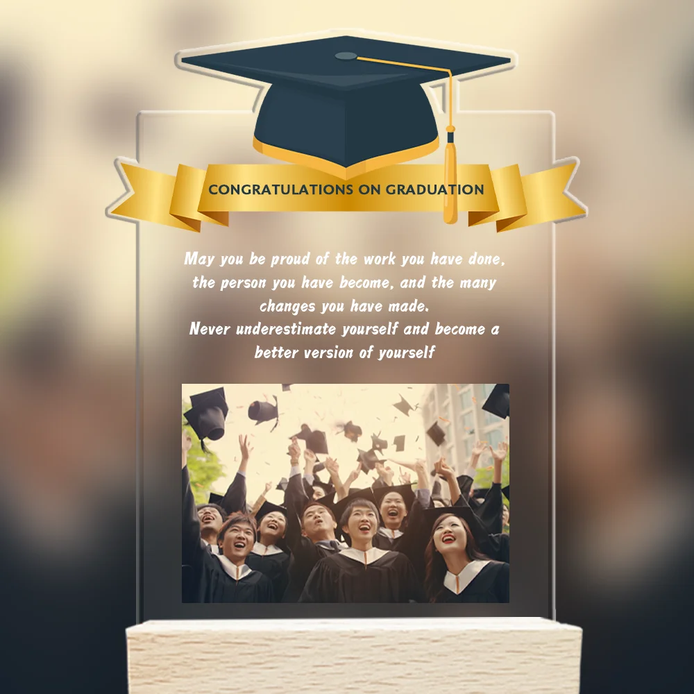 1pc Customized Photo Graduation Season Gift Acrylic Plaque, Wooden Base, Graduation Blessing Gift, Acrylic Customized Plaque image 6