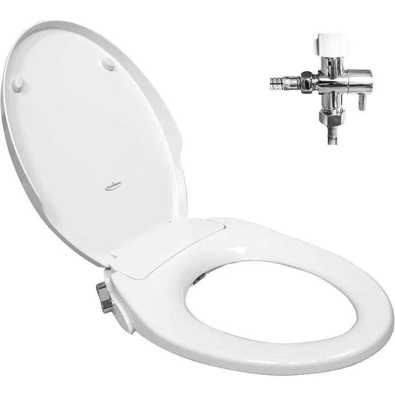 

[ELONGATED] Bidet Attachment for Toilet Seat | Fits Your Current Toilet Seat - No Wiring & Easy Install | Self Cleaning Dual