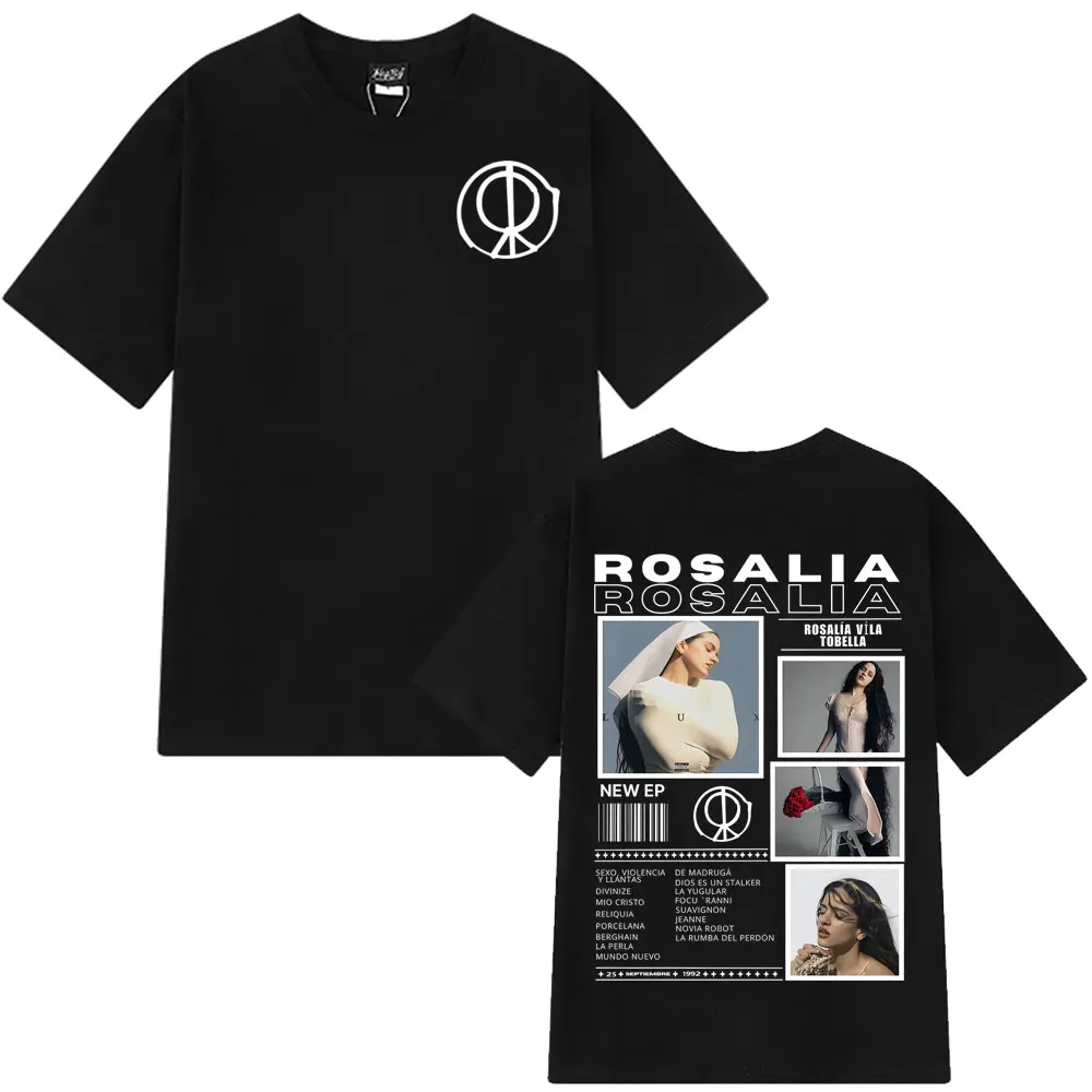 

Singer Rosalía LUX Album Tour 2025 Print T-shirt Men Women Summer 100% Cotton Casual T-shirts Oversized Fashion Hip-hop T Shirts
