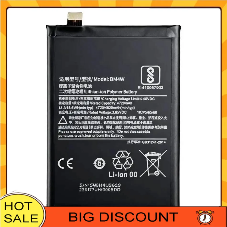 

Premium Replacement For Xiaomi MI 10T Lite 5G BM4W Reliable Power Mobile Phone Battery 4820Mah
