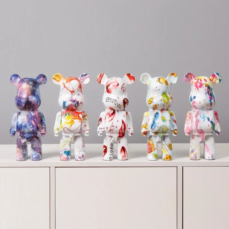 Watercolor Violent Bear Figurines Bearbrick Statue And Sculpture Decoration Home Living Room Bedroom Office Mesa Miniatures