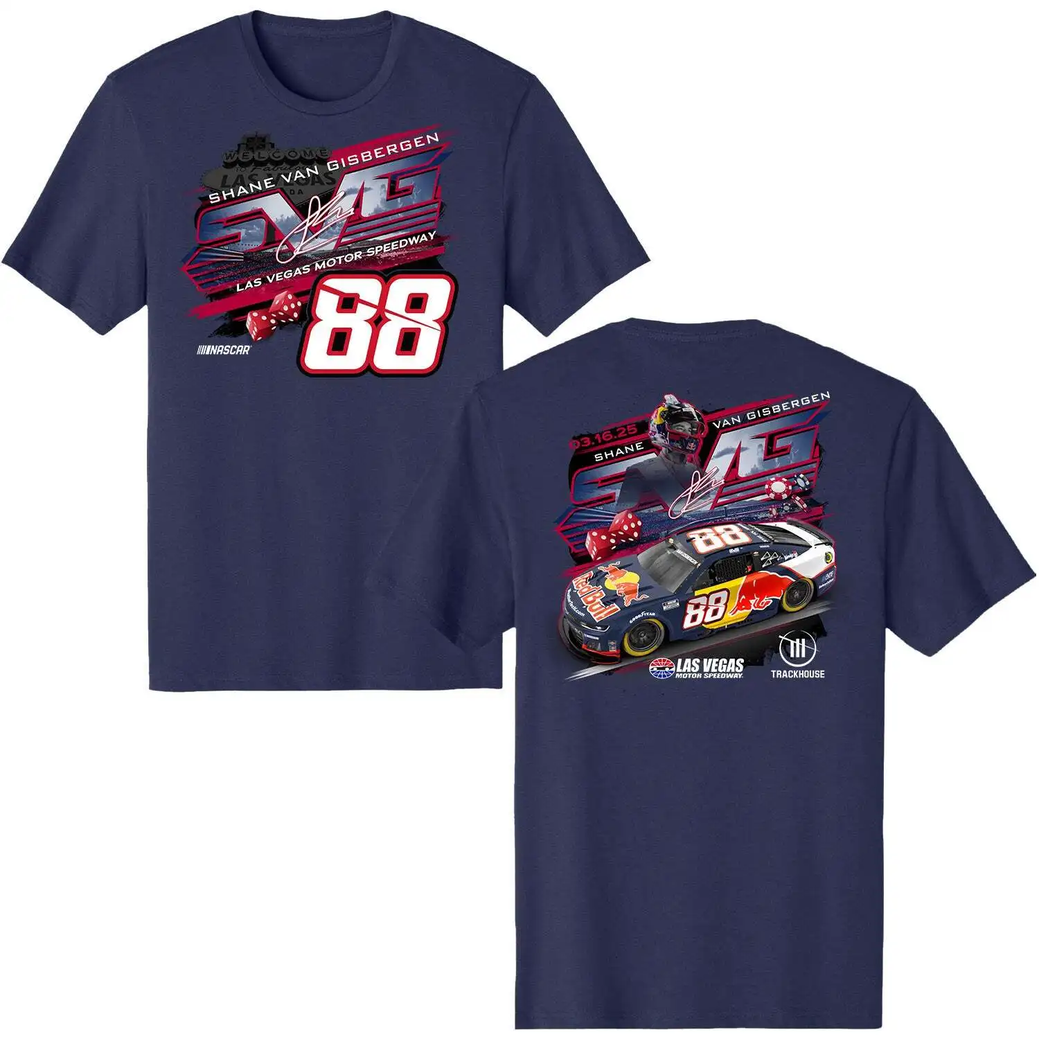 

Shane van Gisbergen 2025 Red Bull Trackhouse #88 2-Spot T-Shirt
