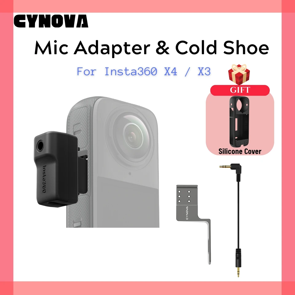 CYNOVA Cold Shoe per accessori Insta360 X4, supporto microfono invisibile compatibile con Insta 360 X4 / X3 / One RS 1inch / One X2 per RODE Wireless GO supporto microfono CYNOVA Cold Shoe per accessori Insta360 X4, supporto microfono invisibile compatibile con Insta 360 X4 / X3 / One RS 1inch / One X2 per RODE Wireless GO supporto microfono