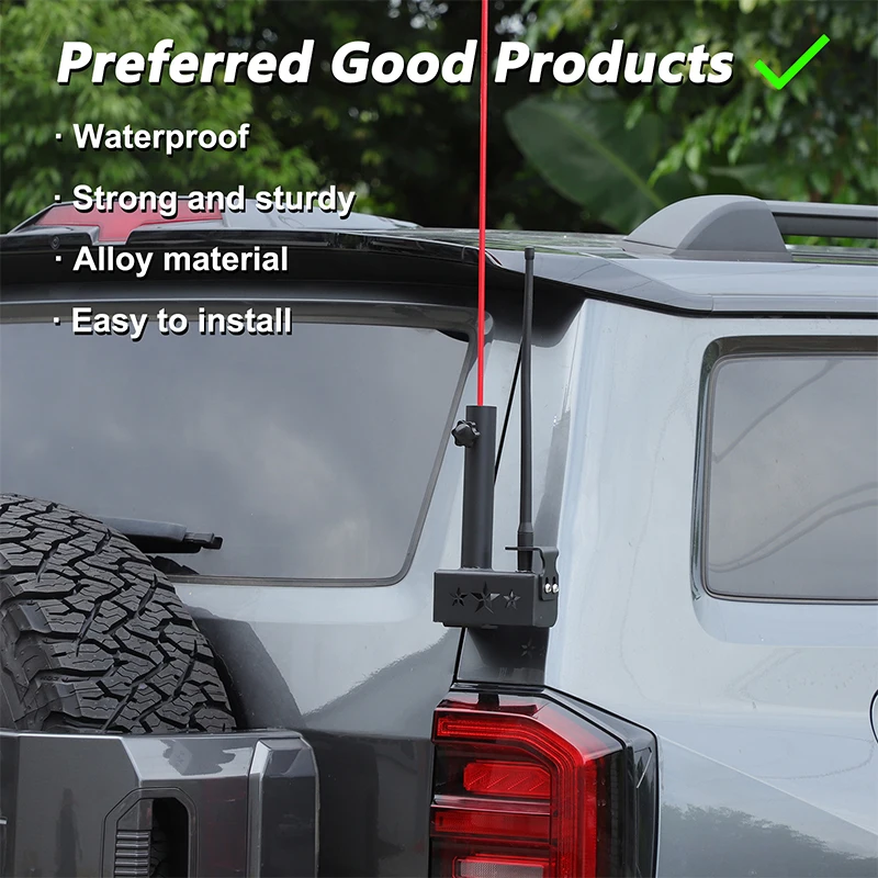 

For tank 400 tailgate antenna flagpole bracket tailgate antenna flagpole expander fixed bracket carbon steel 1pcs 2023 2024