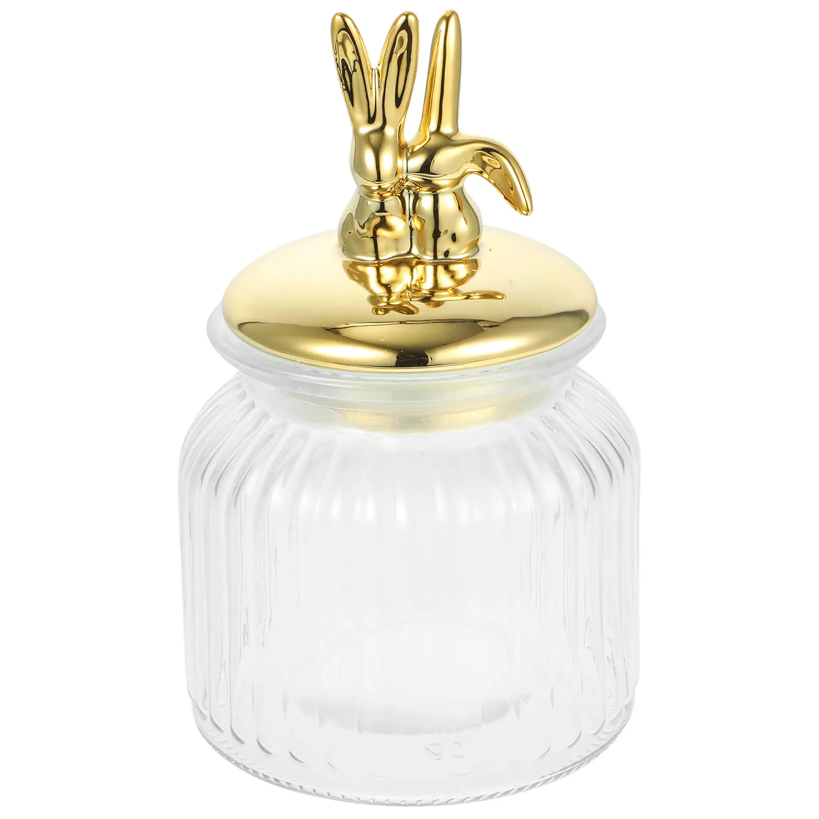 

Large Glass Storage Jar with Bunny Ear Lid Airtight Seal Transparent Container for Bulk Foods Dry Goods Kitchen Pantry
