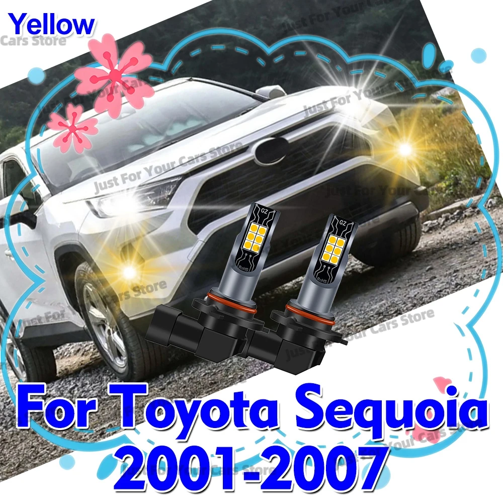 2Pcs Led Fog Light Bulbs 3000K Yellow Car Light Lamps For Toyota Sequoia 2001 2002 2003 2004 2005 2006 2007 Auto Accessories 12V