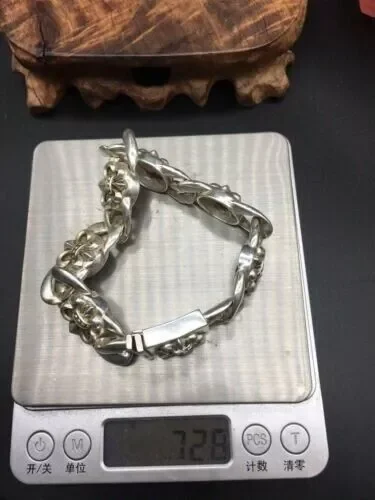 Asian old silver hand cast cool statue bracelet jewel gift