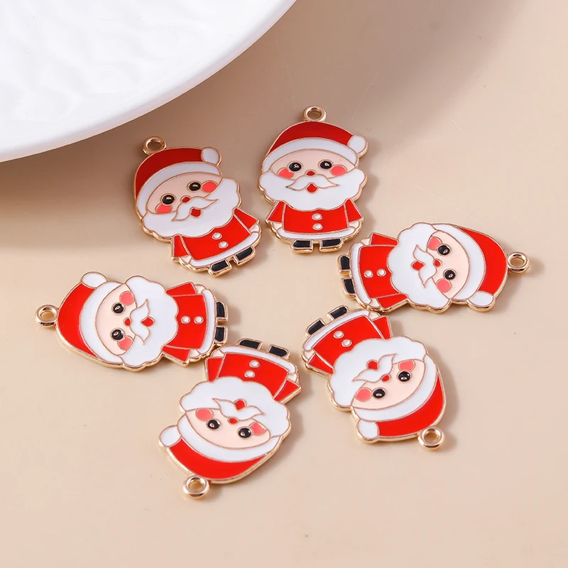 

20pcs 17x29mm Cartoon Enamel Christmas Santa Claus Charms Pendants for Jewelry Making Drop Earrings Necklaces DIY Craft Supplies