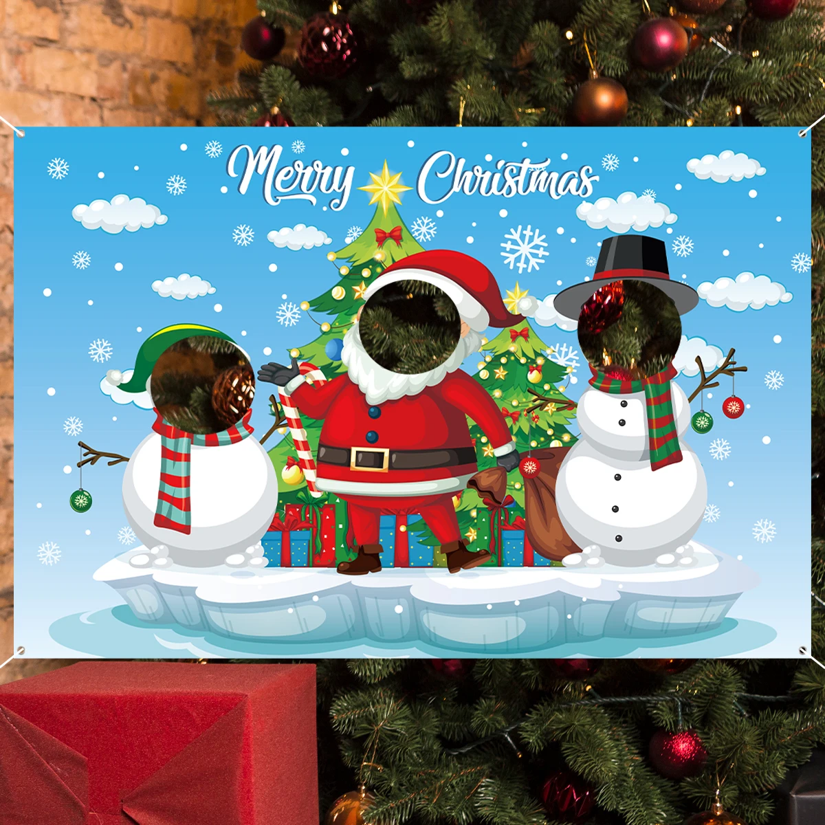 

Christmas Snowman Santa Background Cloth Merry Christmas Decoration for Home 2024 Xmas Ornament Navidad Natal New Year Gift 2025