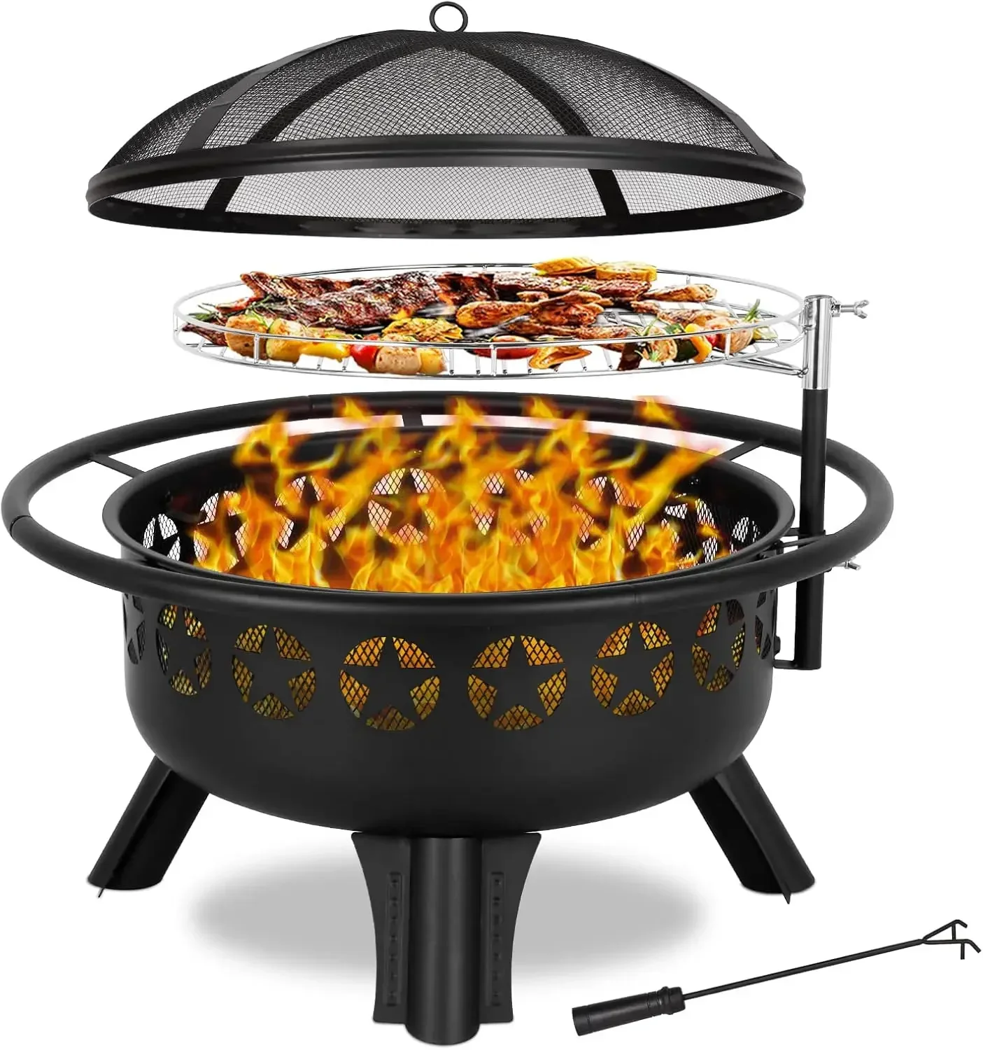 2 in 1 Fire Pit with Grill, Large 31