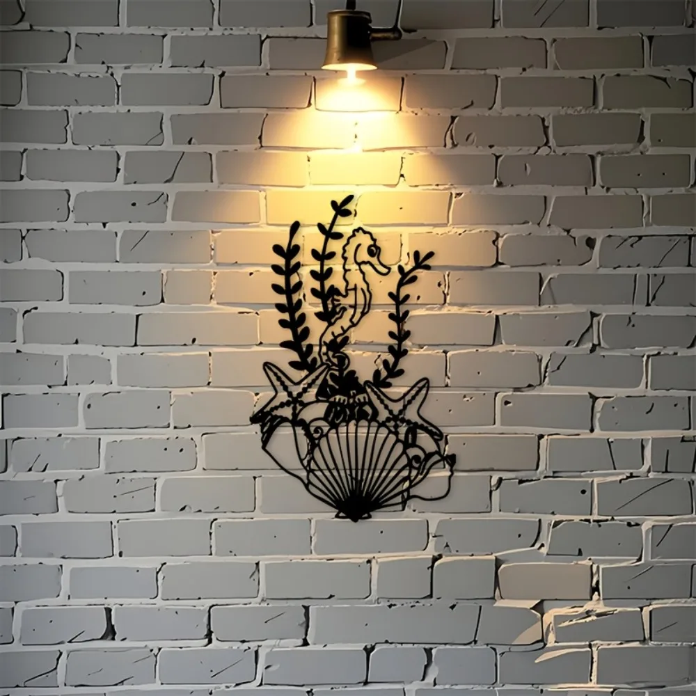CIFBUY Iron Wall Art Retro Seahorse Starfish Nautical Decor Coastal Beach House Indoor Outdoor Ocean Animal Metal Hanging Orname