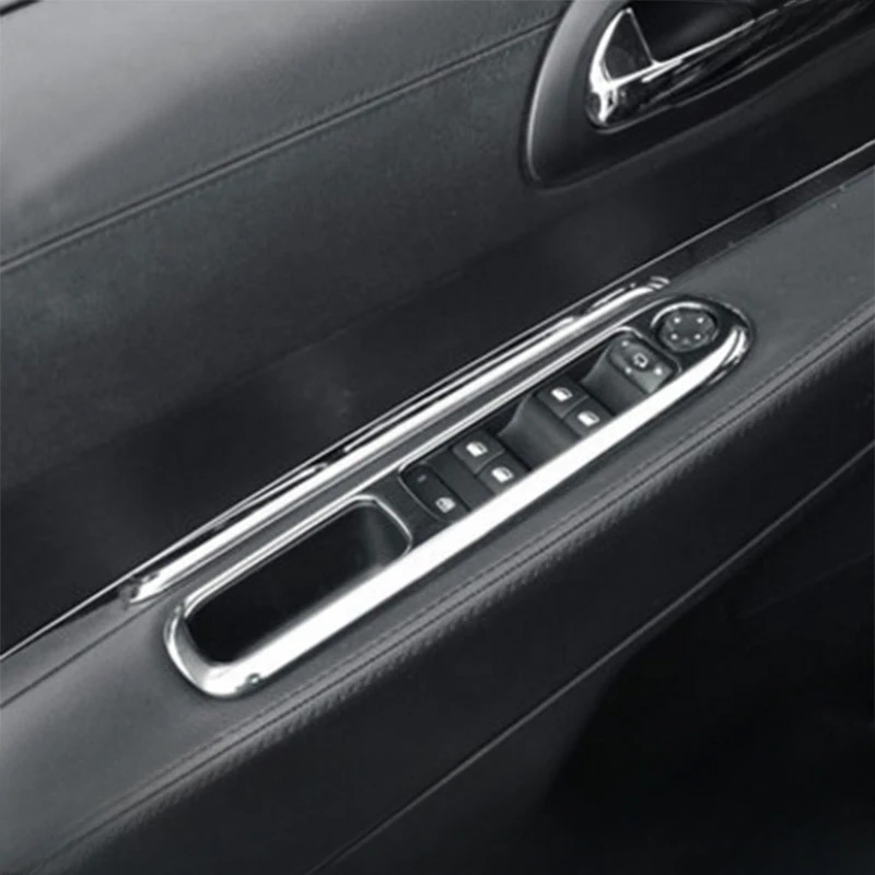 Car Window Lift Switch Button Cover for Peugeot 3008 2013 2014 2015 Trim Chrome  Door Armrest Panel Handle Holder