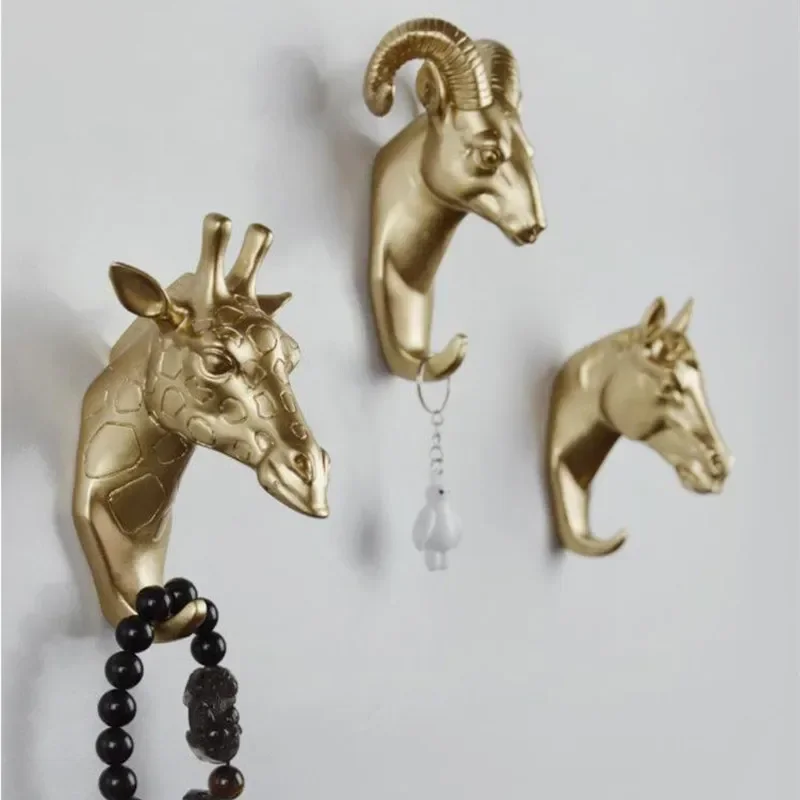 Popular Animal Head Rack Coat Caps Wall Hanger Horse Giraffe Elk Elephant Hooks Decorative Decor Bathroom Accessories