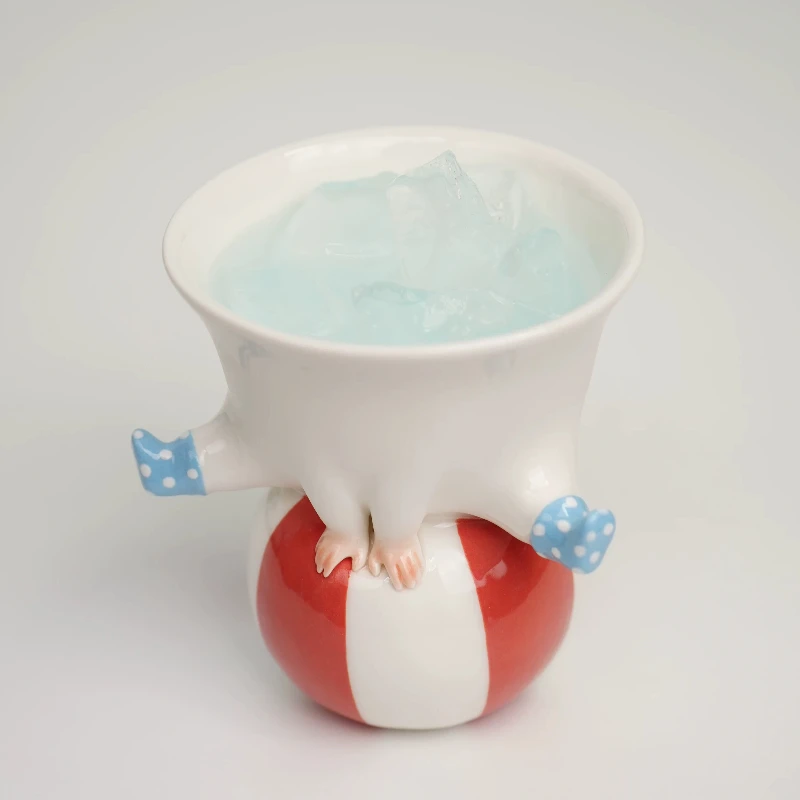 Funny Art Acrobat Figurine Ceramic Mug, Cute Jingdezhen Ceramic High‑Footed Cup, Fun Coffee Cup, Desktop Ornament Christmas gift