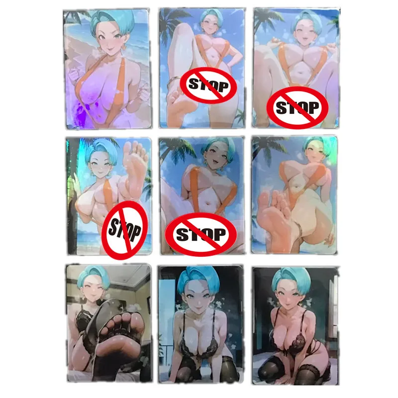 

9 шт./компл., аниме, классические персонажи, Dragon Ball Bulma, пляжное бикини для взрослых, сексуальное телесное фото, боевая игра, игрушка, подарочная коллекционная карта