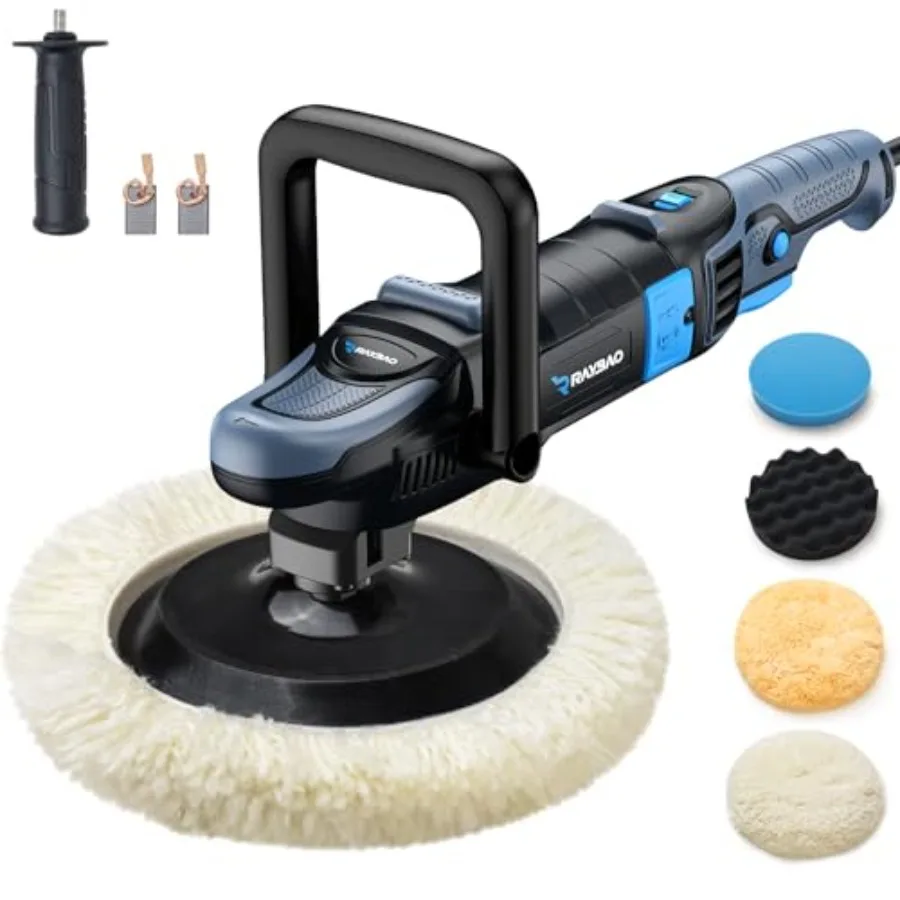 

5INCH 1200W Professional Precision Rotary Polisher with 11 Speed Settings Ranging from 450 to 1950RPM Constant Speed and Power