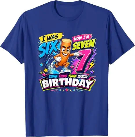 Ich war 6, jetzt bin ich 7 Geburtstags-Jungen-Mode 67 Tung Tung Sahur T-Shirt Y2k 7. Geburtstag Süße Grafik-Kleidung Six Seven Sons T-Shirt Geschenk – Detail 7