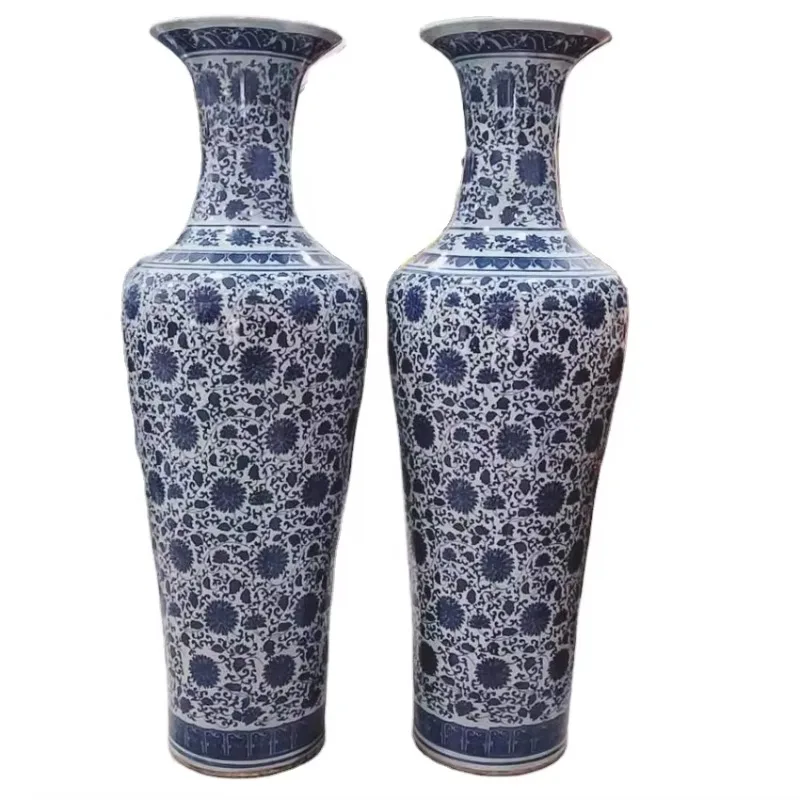 

Jingdezhen porcelain flower floor-to-ceiling vase art decoration indoor and outdoor large blue and white ceramic vase