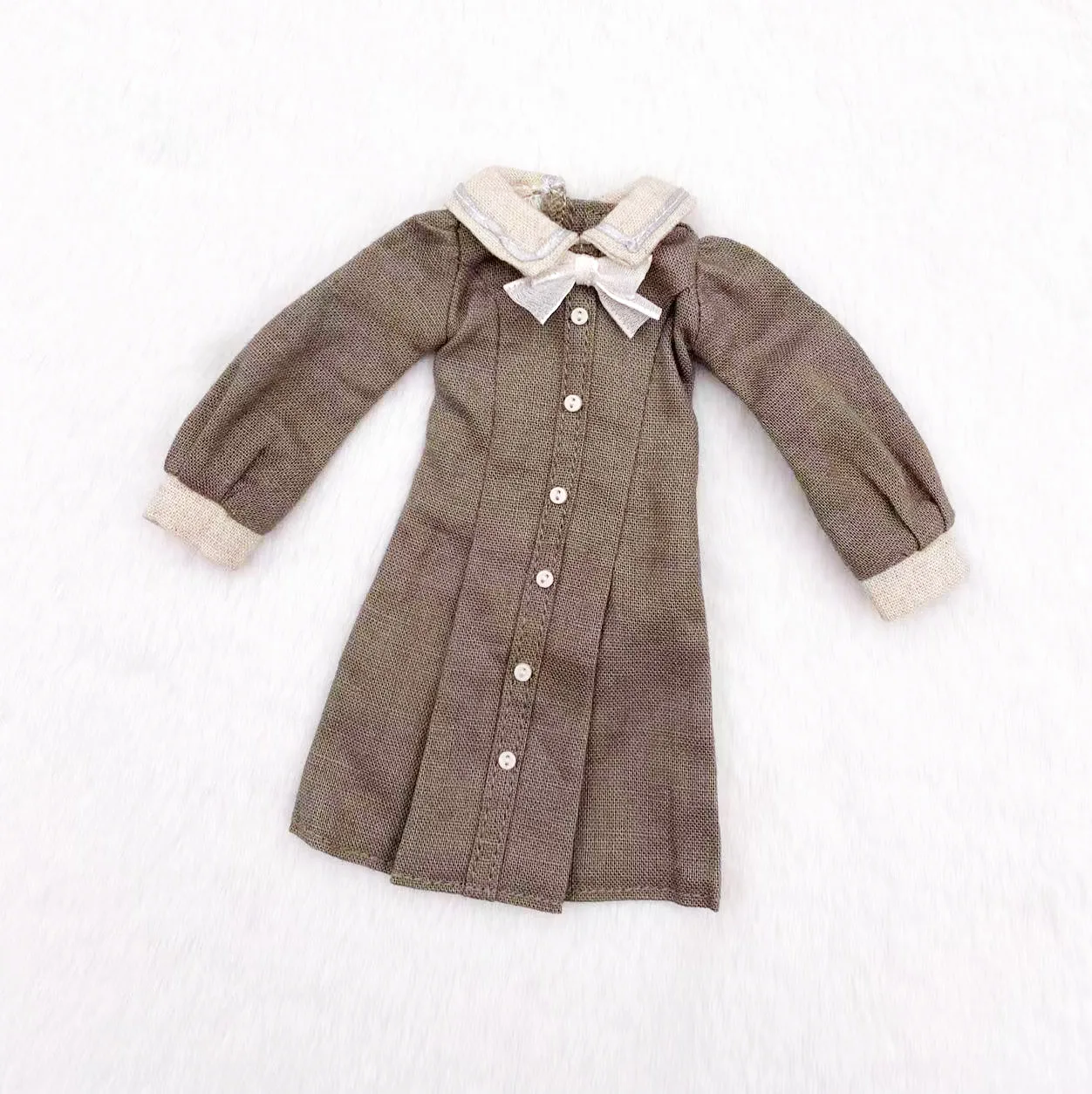 

Одежда для кукол Dula 2026: серое ретро-платье ручной работы с круглым вырезом и рукавами для OB24, OB22, Diandian, JerryB 1/6