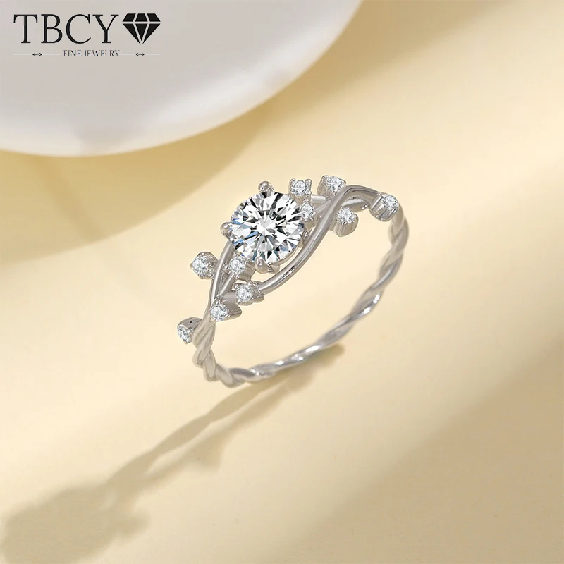 TBCYD 1/2CT D Color Moissanite Rings For Women S925 Silver GRA Certified Engagement Wedding Band Vines Finger Ring Fine Jewelry