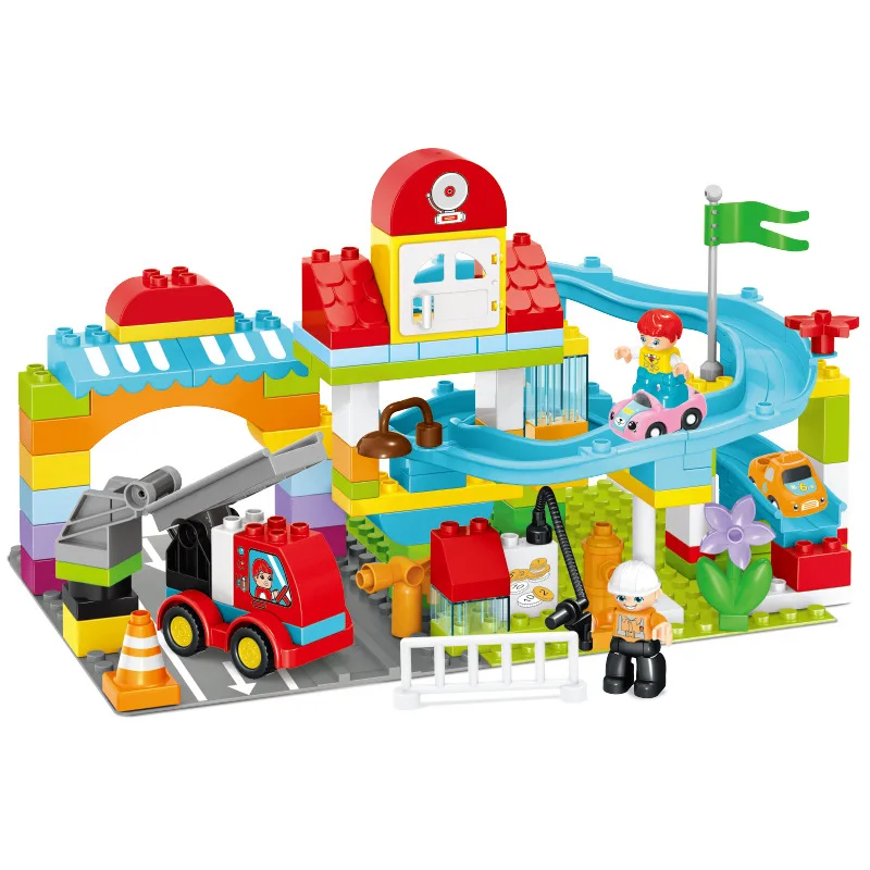 

Big Building Blocks City Slide Car Model Accessories Compatible with Brick Slideway Fire Station Sets Assembling Children Toy