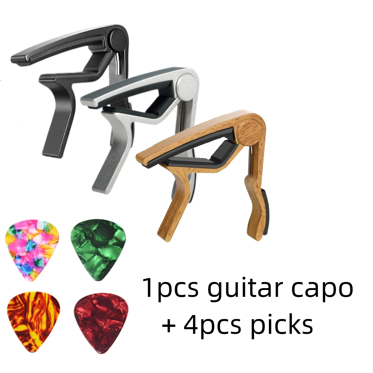 Miwayer Guitar capo for 6 String Steel Acoustic and Electric Guitars with 4 Picks for Free