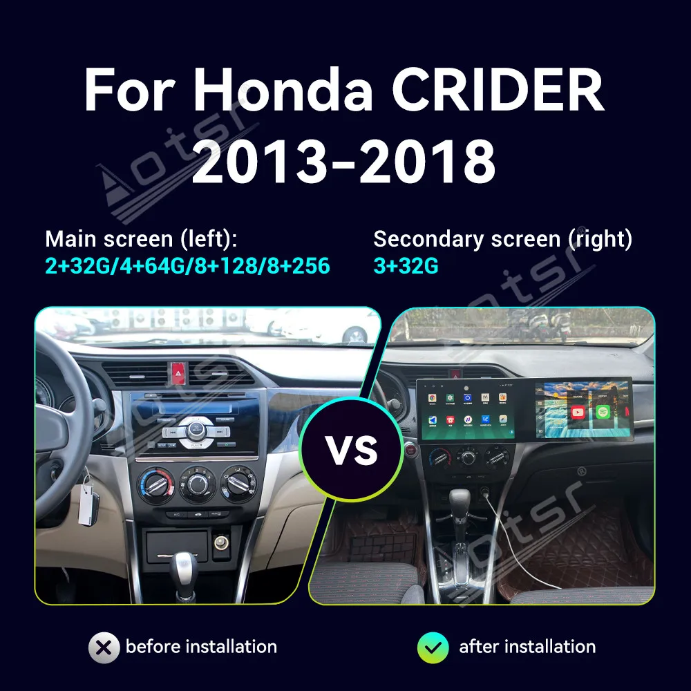 11.5''+10.5'' Android 14 for Honda Lingpai with Bar Screen 2013-2018 Navigation Apple Carplay Car Radio DSP BT Multimedia Player