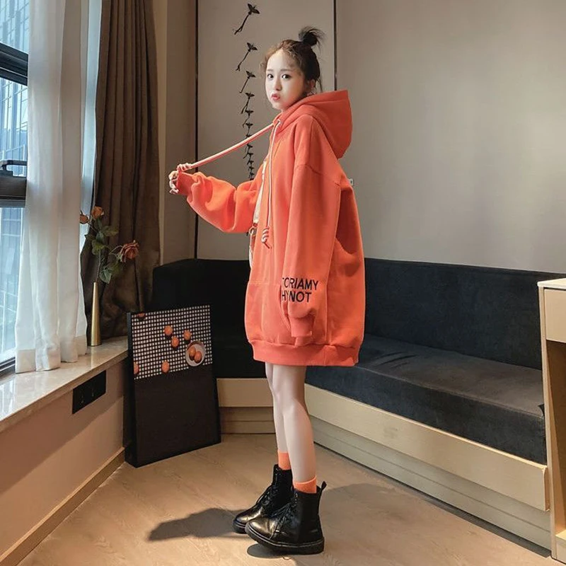 Women`s Hooded Hoodie Y2k Sweatshirts Retro Krean Style Casual Outwear Hoodies Street Clothes Loose Oversized Ladies Tops Jacket