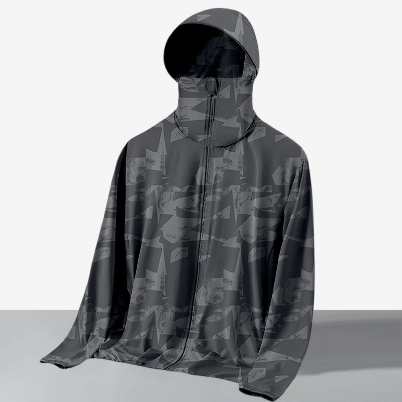 Sunscreen Clothing for Men and Women Summer Fashion Hooded Ice Silk Casual Loose and Breathable Outdoor Thin UV Resistant Jacket