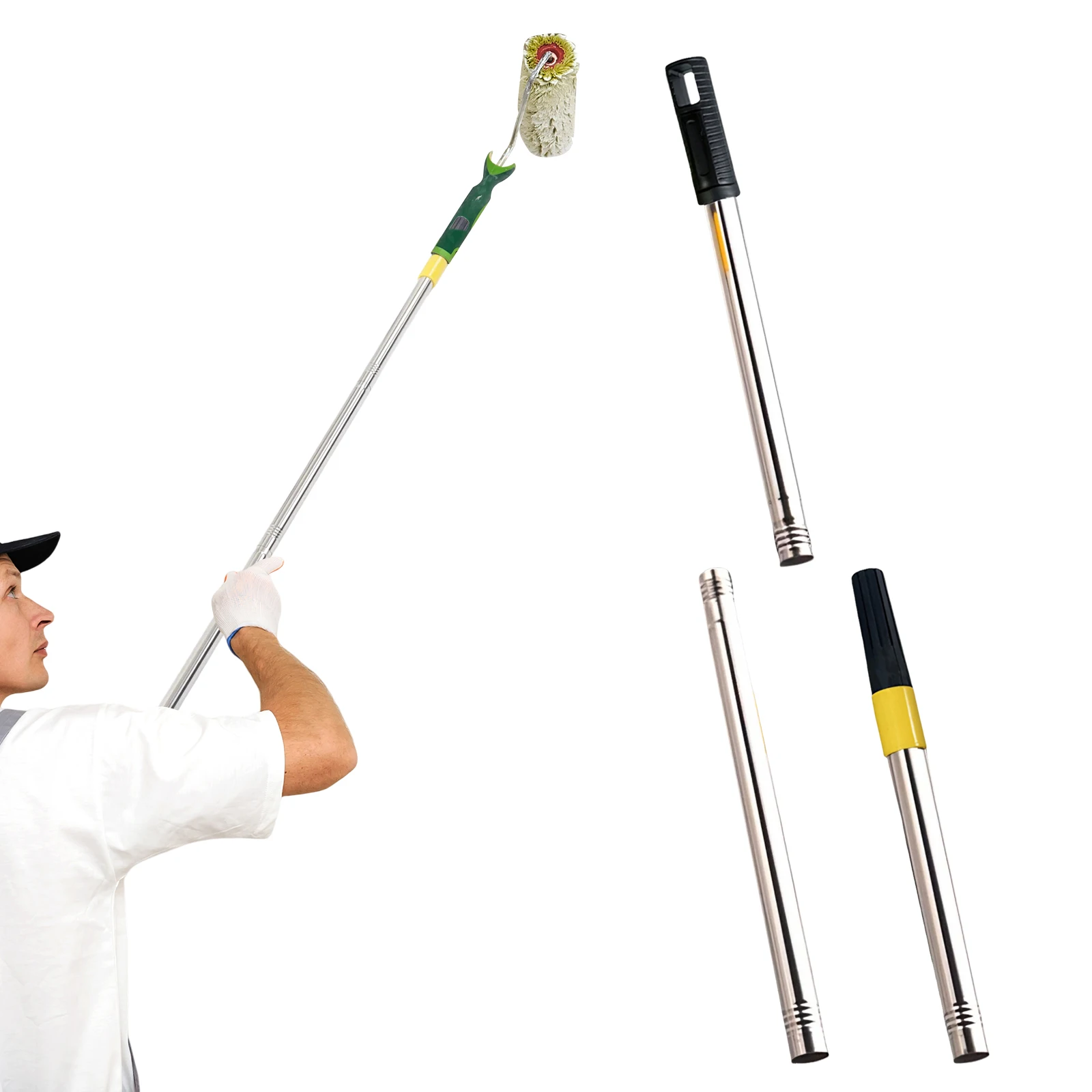 Stainless Steel Telescopic Rod Sturdy Paint Roller Telescopic Extendable Poles for Ceiling Cleaning Tidying Home Outdoors Use