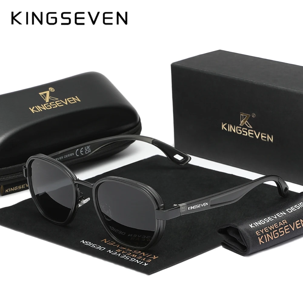 KINGSEVEN – lunettes de soleil à monture ronde, de luxe, Style Punk rétro, pour hommes et femmes, po