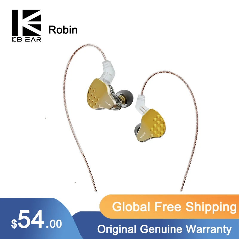 KBEAR Robin 1DD+4BA HIFI Hybrids In Ear Monitor Wired Earphone Gaming Music Headphone Earbuds Headset Upgrade KBEAR Lark IEM KS1