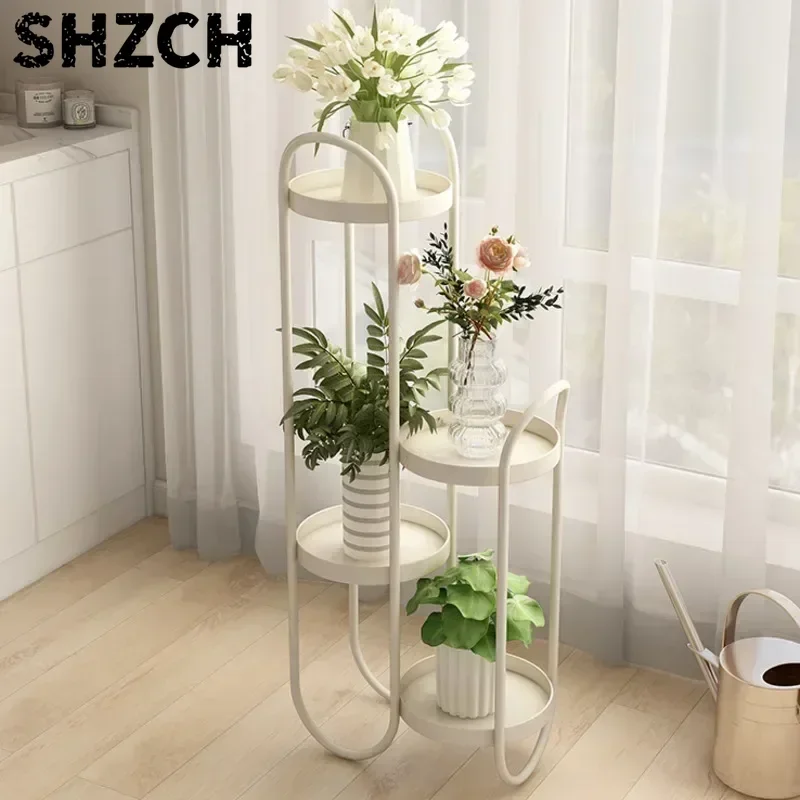 Multi-Layer Creative Metal Plant StandArtistic Greenery Display Rack for BalconyPerfect for Plant Lovers New Arrivals