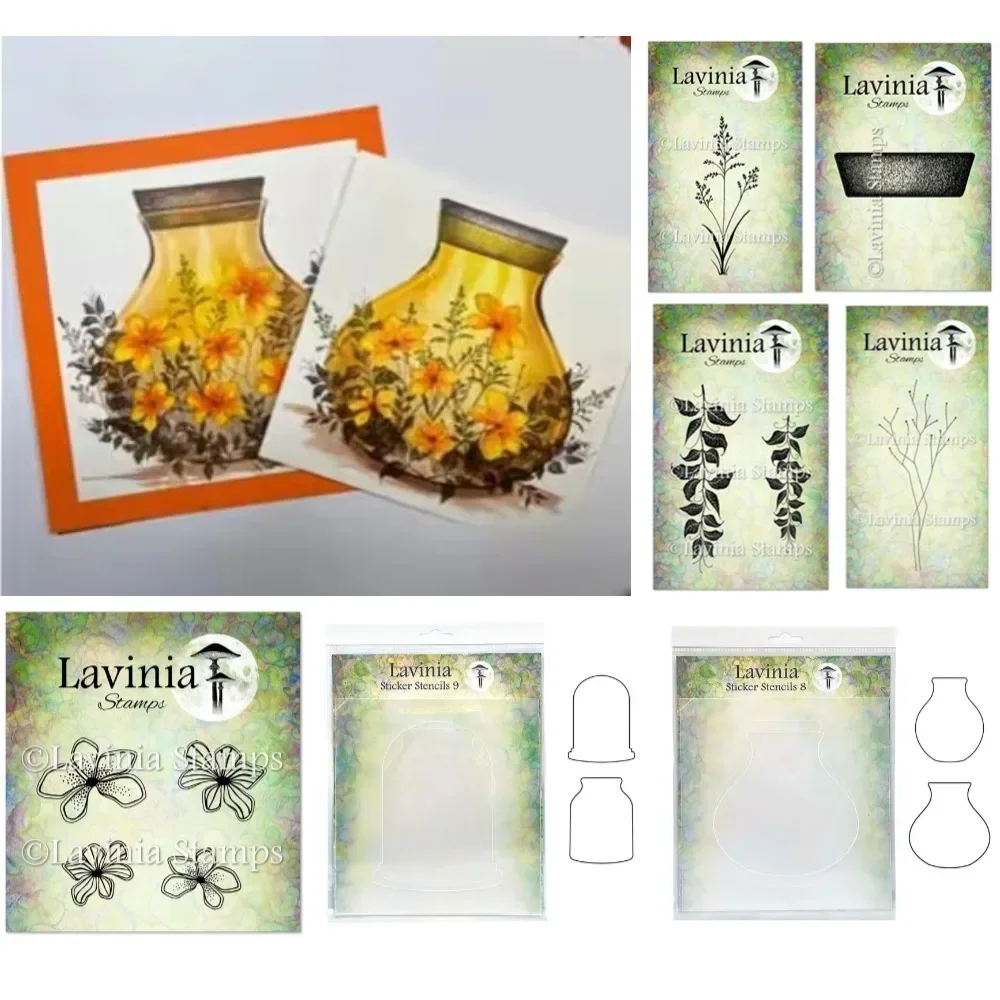 Blooming Flowers In The Vase Stamps & Stencil Scrapbook Diary Decoration Embossing Template DIY Greeting Card Handmade