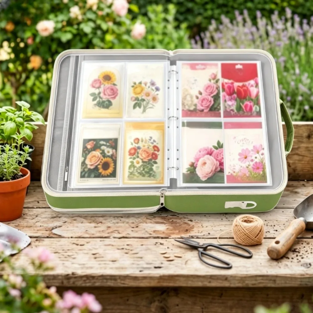 Floral Grains Organizer Binder with 20 Labeled Envelopes Sturdy Polyester Build and Secure Two-Way Zipper for Garden Use