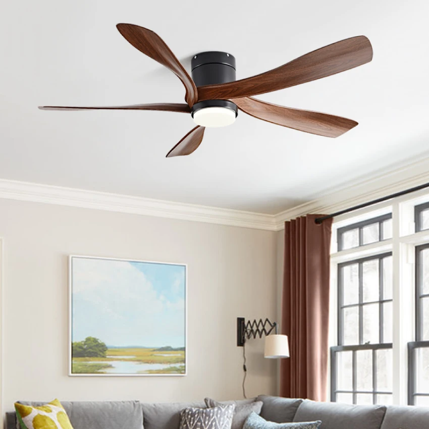 FUMANJIA 55in 5-Blade Ceiling Fan with LED Light, 6-Speed DC Motor & Remote Control - Energy-Efficient for Living Room & Bedroom