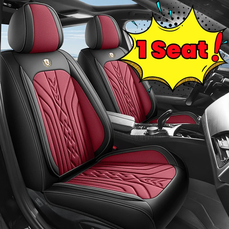 Front Single Seat, Luxurious Pu Leather Full-Cover Car Seat Cover, Universal, Breathable and Comfortable, Not Stuffy, Suitable for All Seasons, Fits the Seat Well, Non-Slip and Does Not Shift, Easy to Clean and Maintain, 3D Side Support, Enhances Driving Experience, Available in 5 Colors, Suitable for Sedans, Suvs, Trucks and Other Models