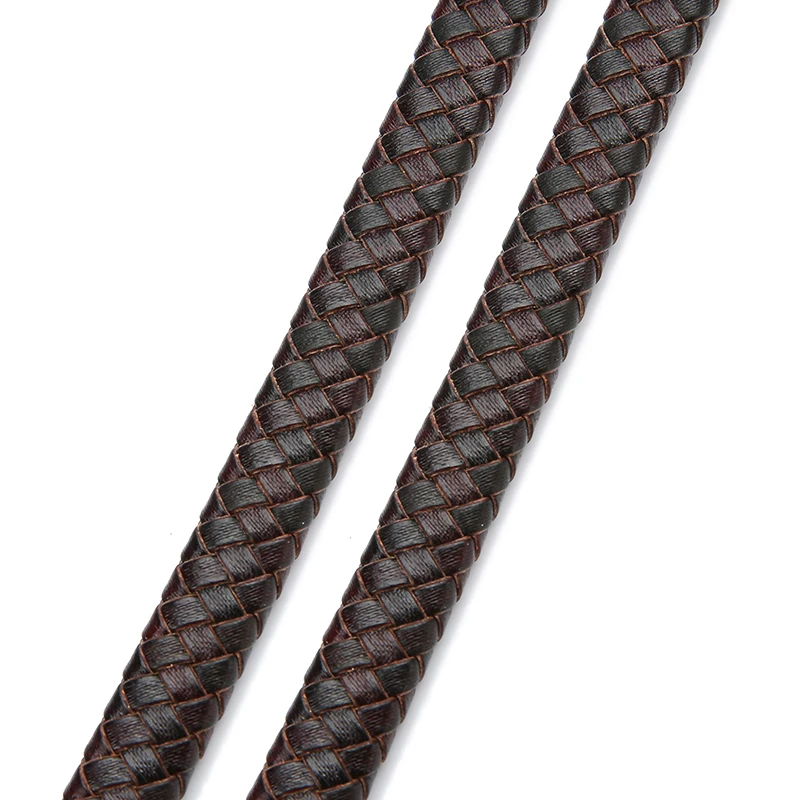 0,5/1 Meter Vintage Schwarz Braun Echt geflochtene Lederschnüre 8mm 10mm 12mm Flaches Lederband für Armband Schmuckherstellung – Detail 4